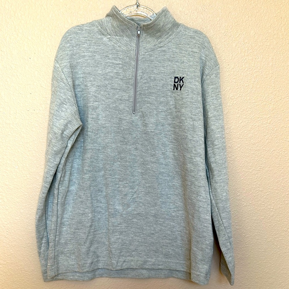 DKNY boys sweater light pullover 3/4 zip grey size 12